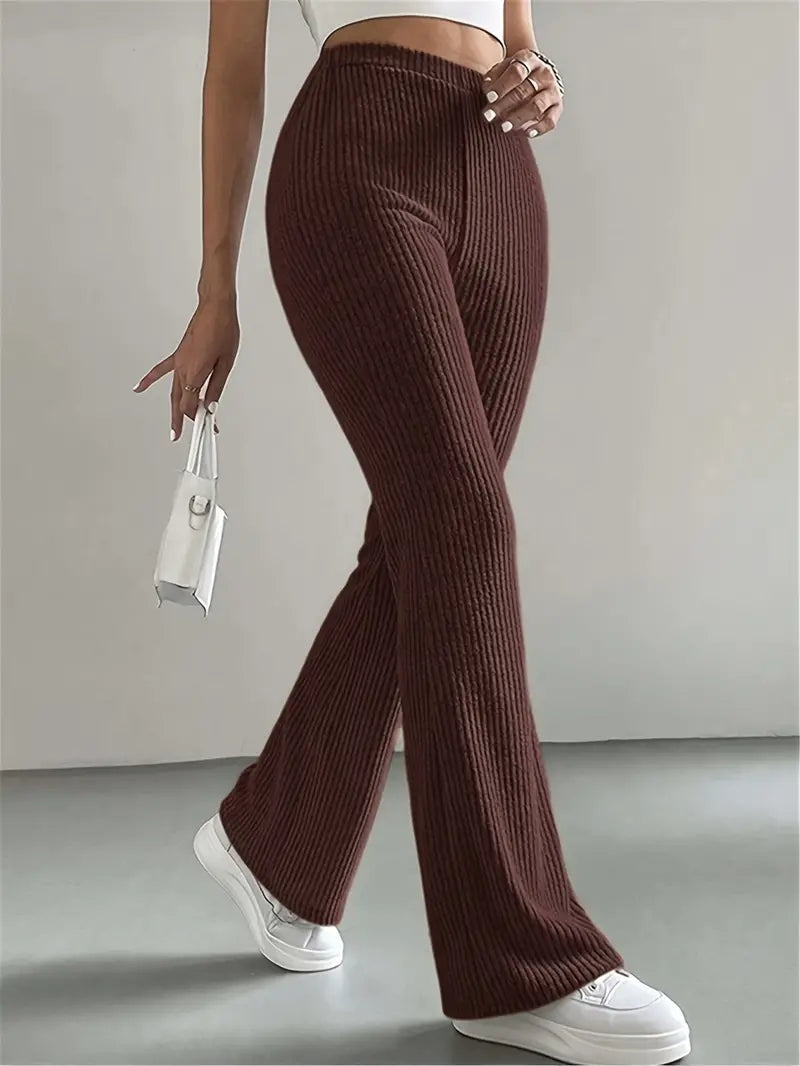 Alina dames ribgebreide flared broek