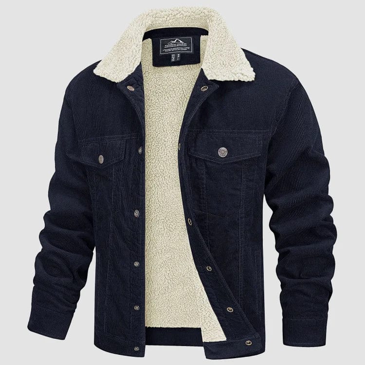 Ben Herencorduroy jas met teddykraag bruin