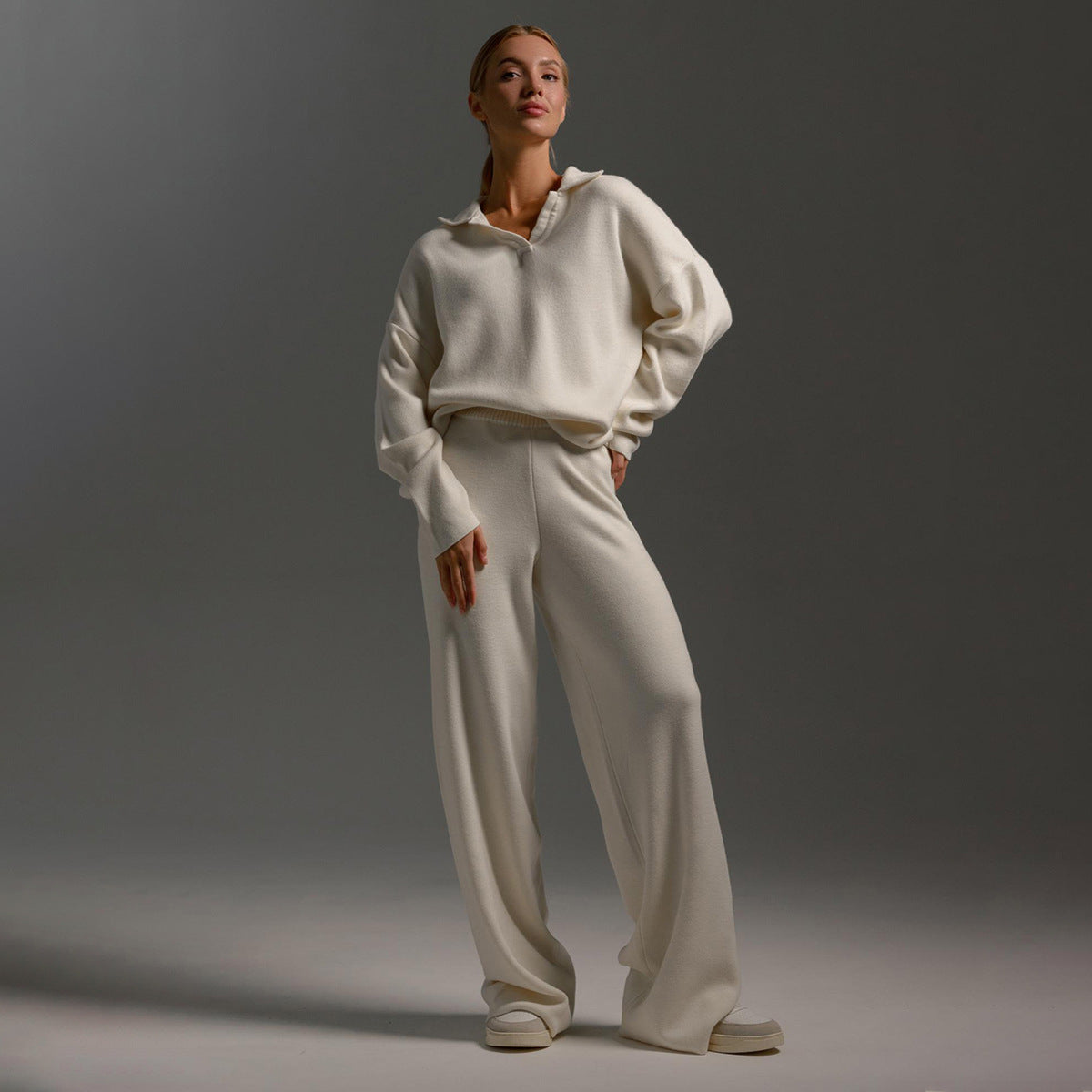 Dames Loungewear Set Met Gebreide Oversized Trui En Broek
