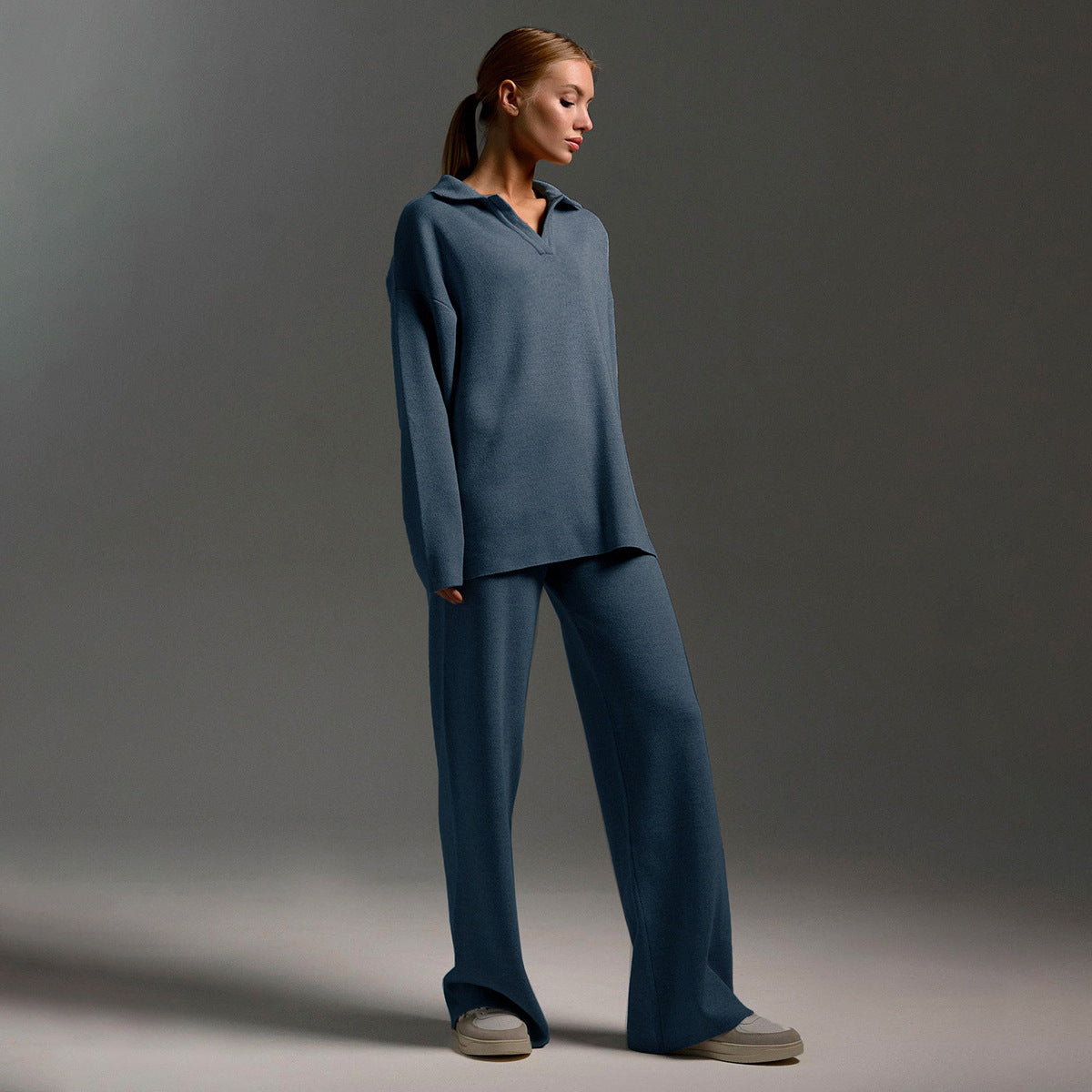 Dames Loungewear Set Met Gebreide Oversized Trui En Broek