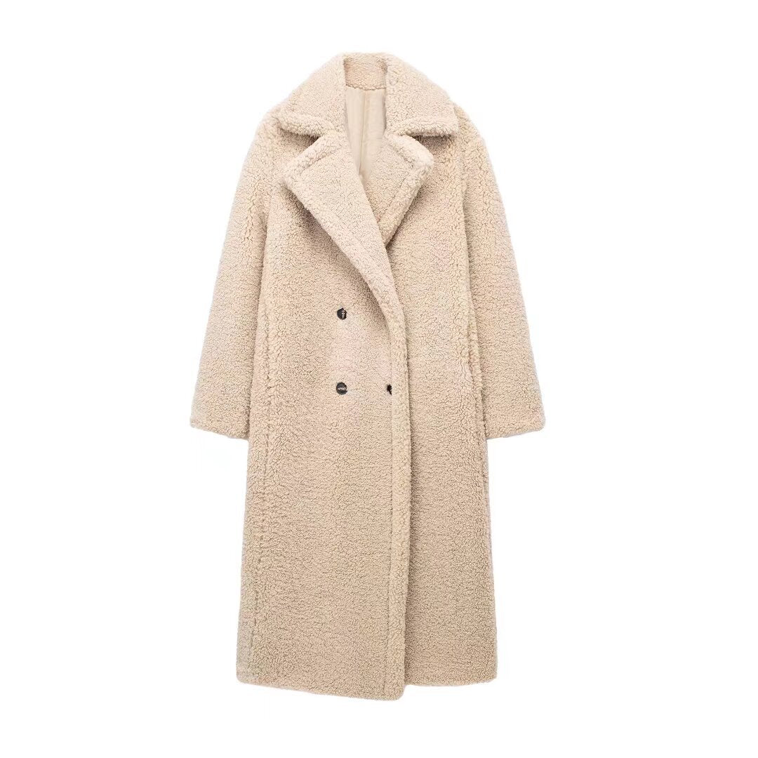 Dames Teddy Jas Lang Met Oversized Pasvorm
