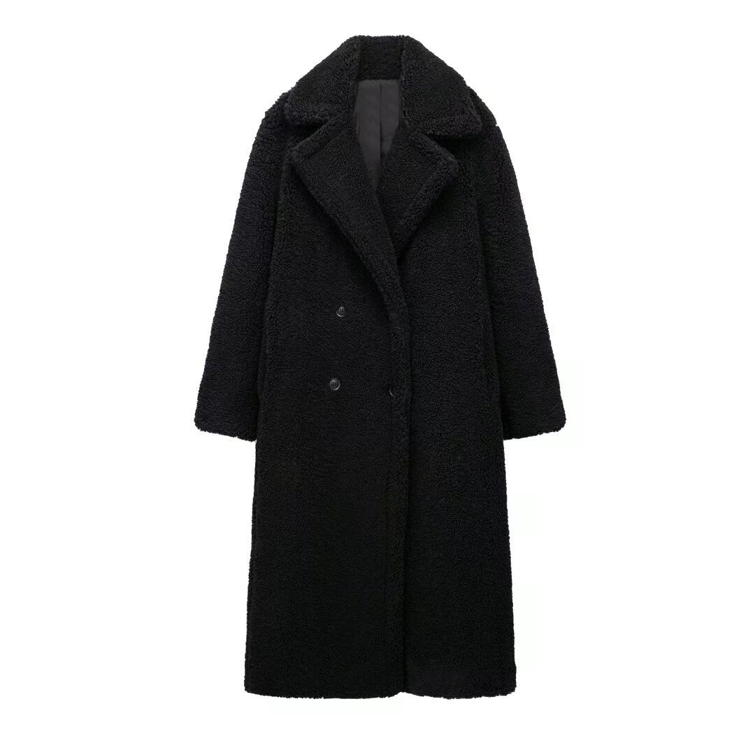 Dames Teddy Jas Lang Met Oversized Pasvorm