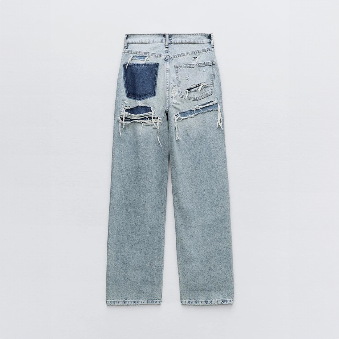 Dames Wide Leg Jeans Met Vintage Wassing En Scheuren