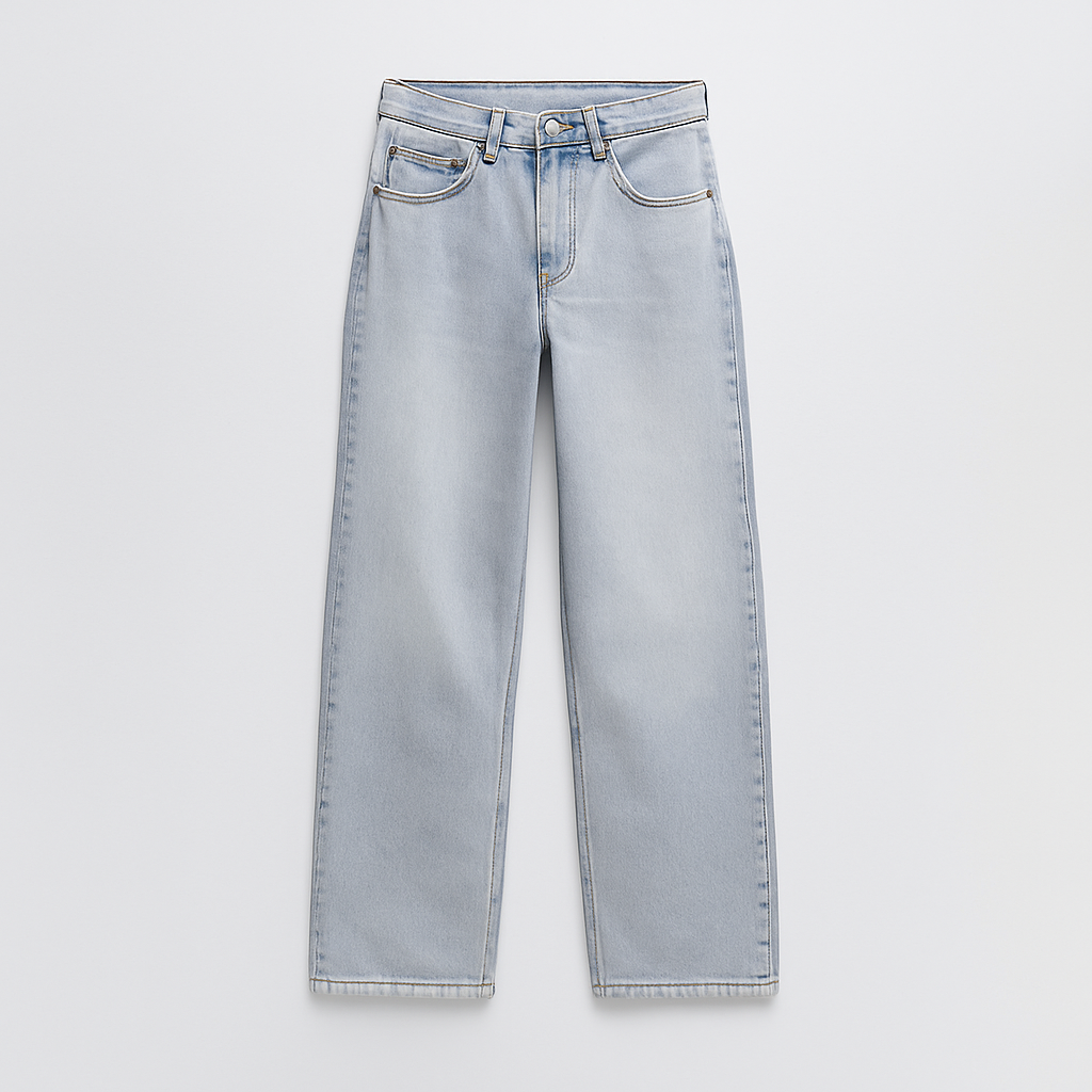Dames Wide Leg Jeans Met Vintage Wassing En Scheuren