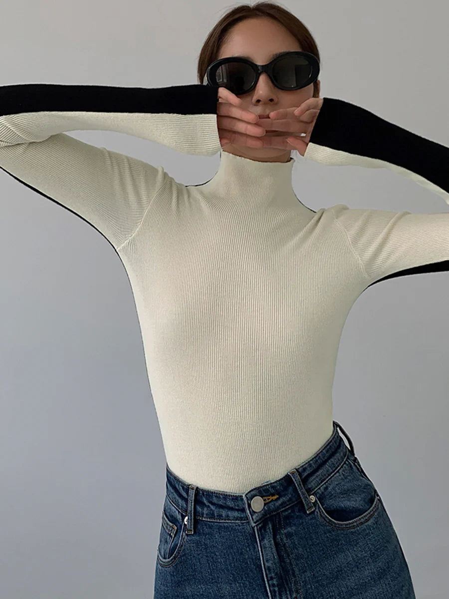 Elle dames coltrui met contrasterende mouwen