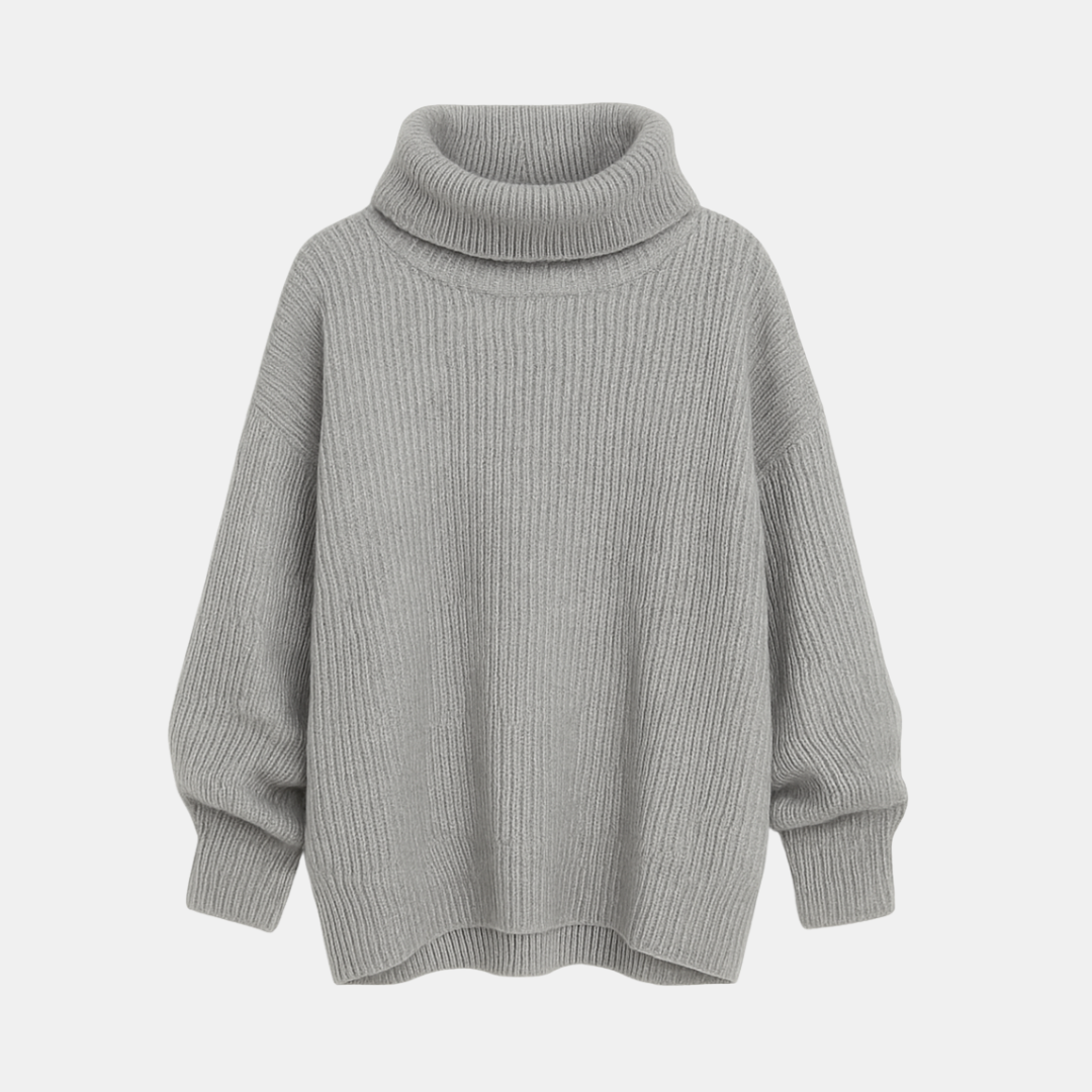 Gebreide Dames Trui Met Hoge Kraag En Oversized Pasvorm