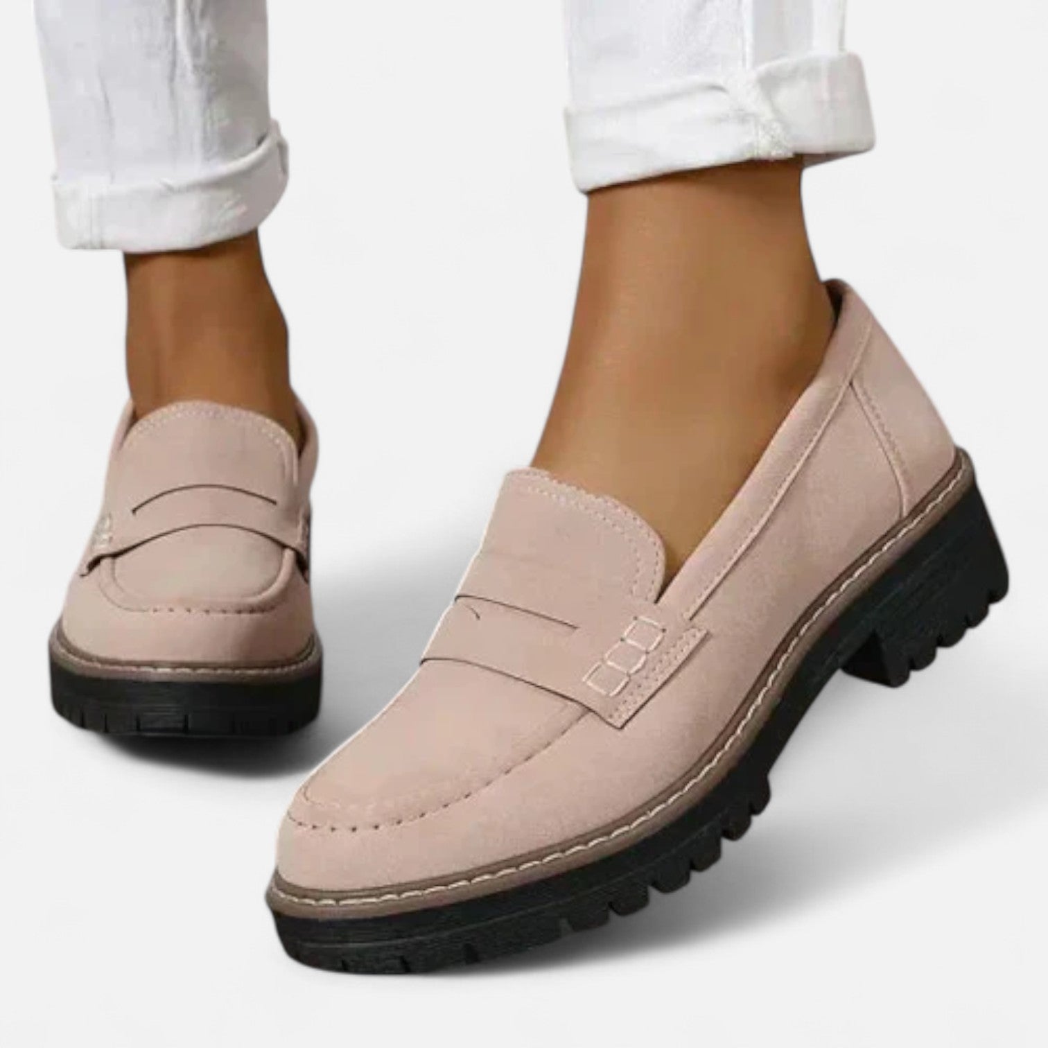 Giselle Dames Loafers Met Blokhak En Profielzool