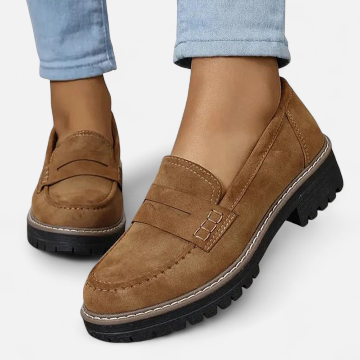 Giselle Dames Loafers Met Blokhak En Profielzool