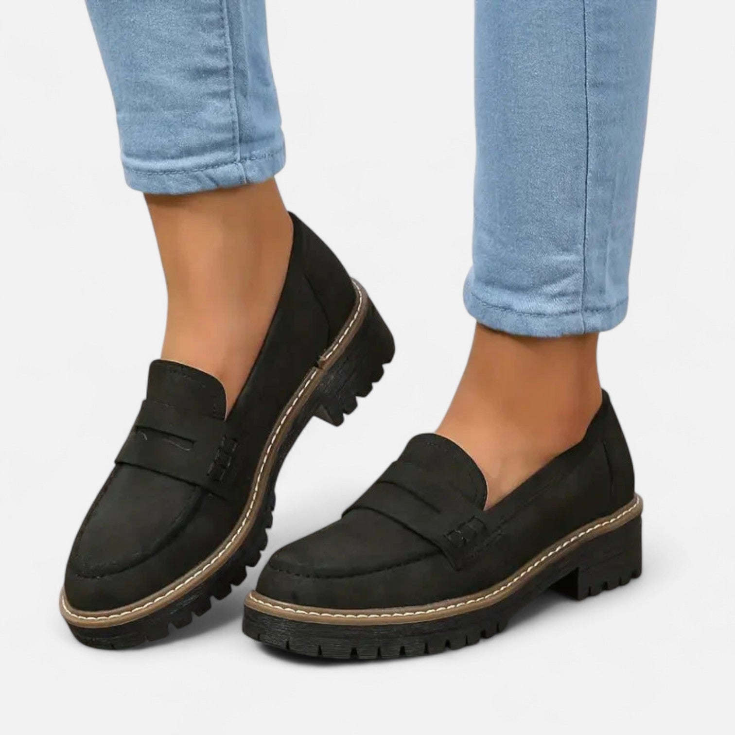 Giselle Dames Loafers Met Blokhak En Profielzool