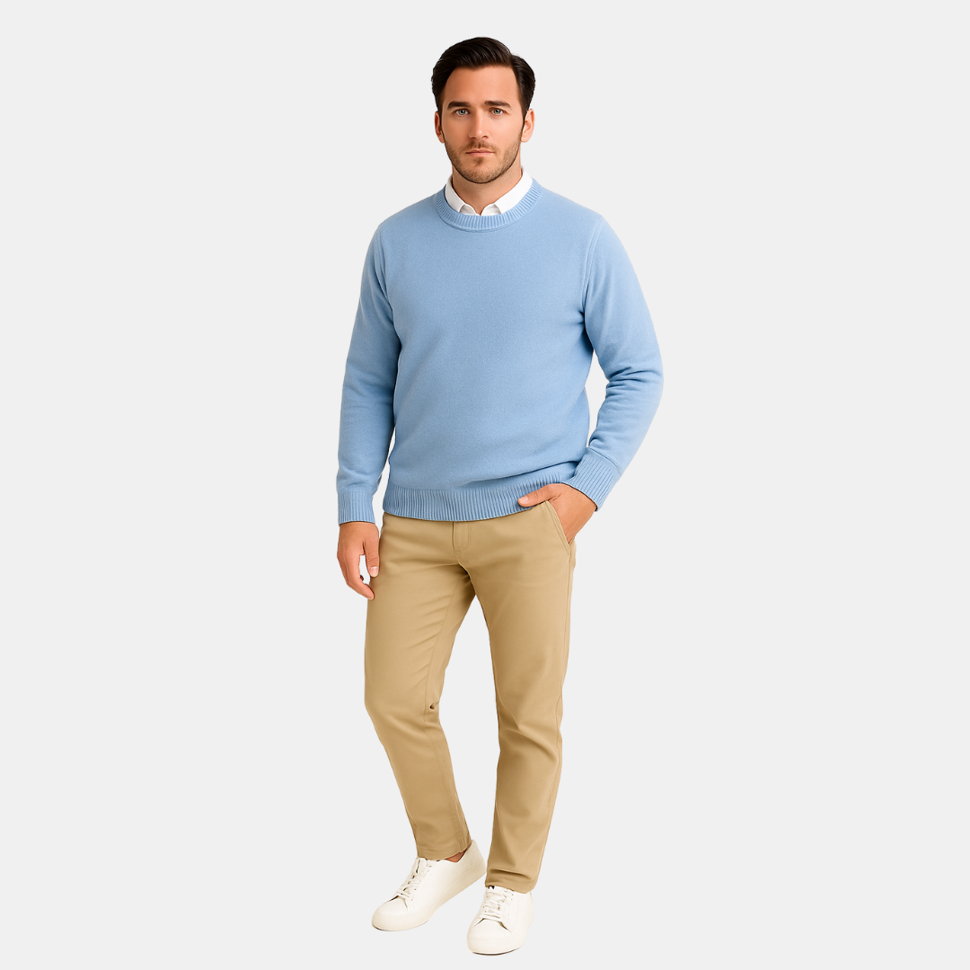 Heren Basic Trui Met Ronde Hals En Zachte Afwerking