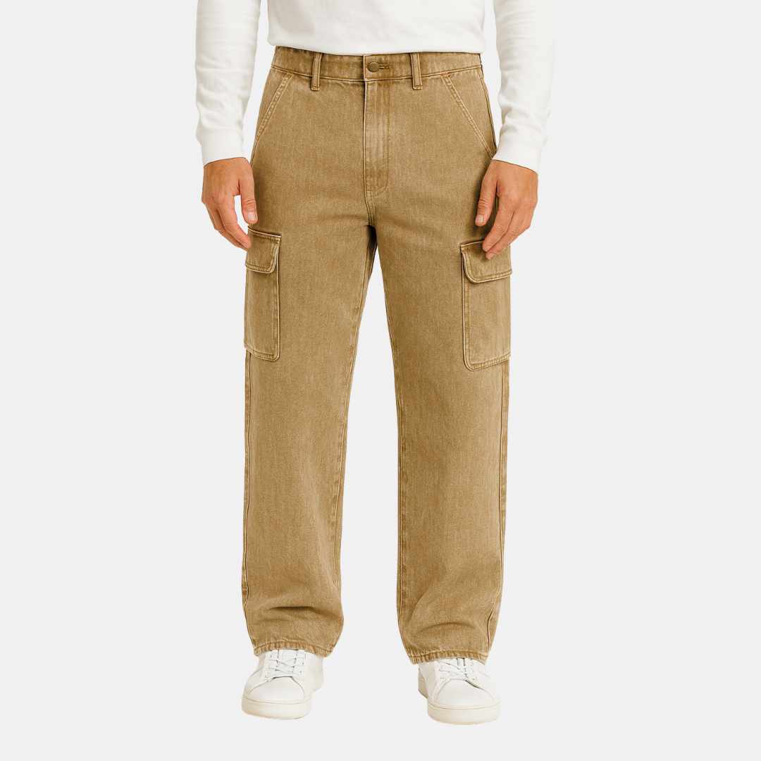 Heren Cargo Broek Met Rechte Pijpen En Zakken