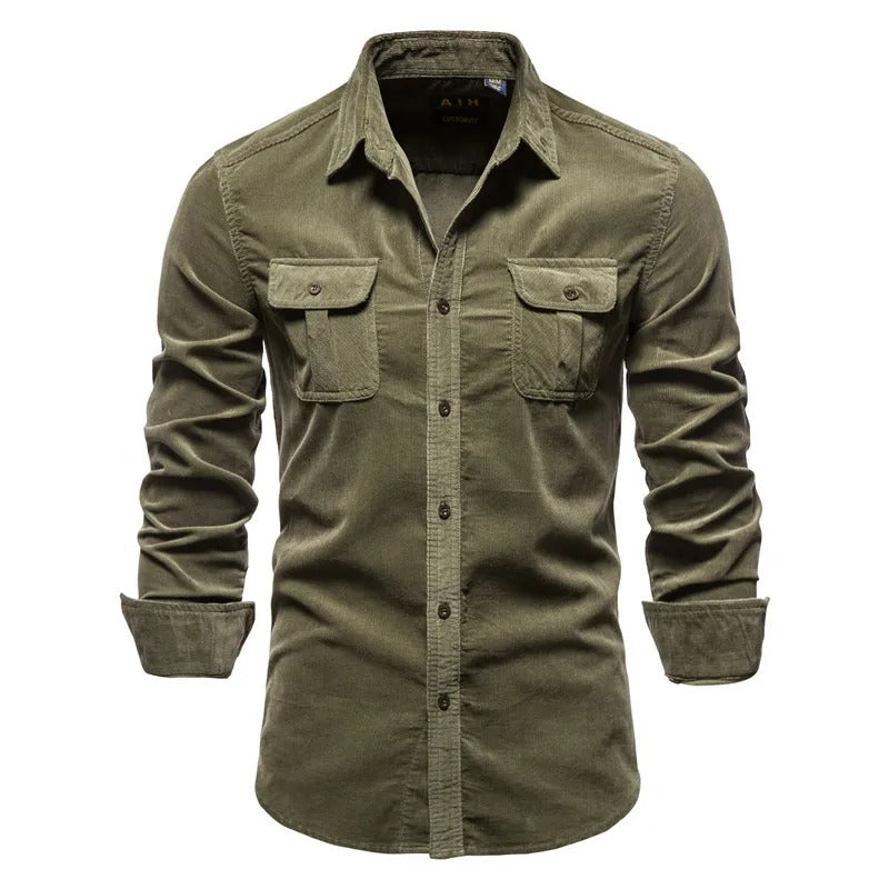 Heren Corduroy Overhemd Met Lange Mouwen