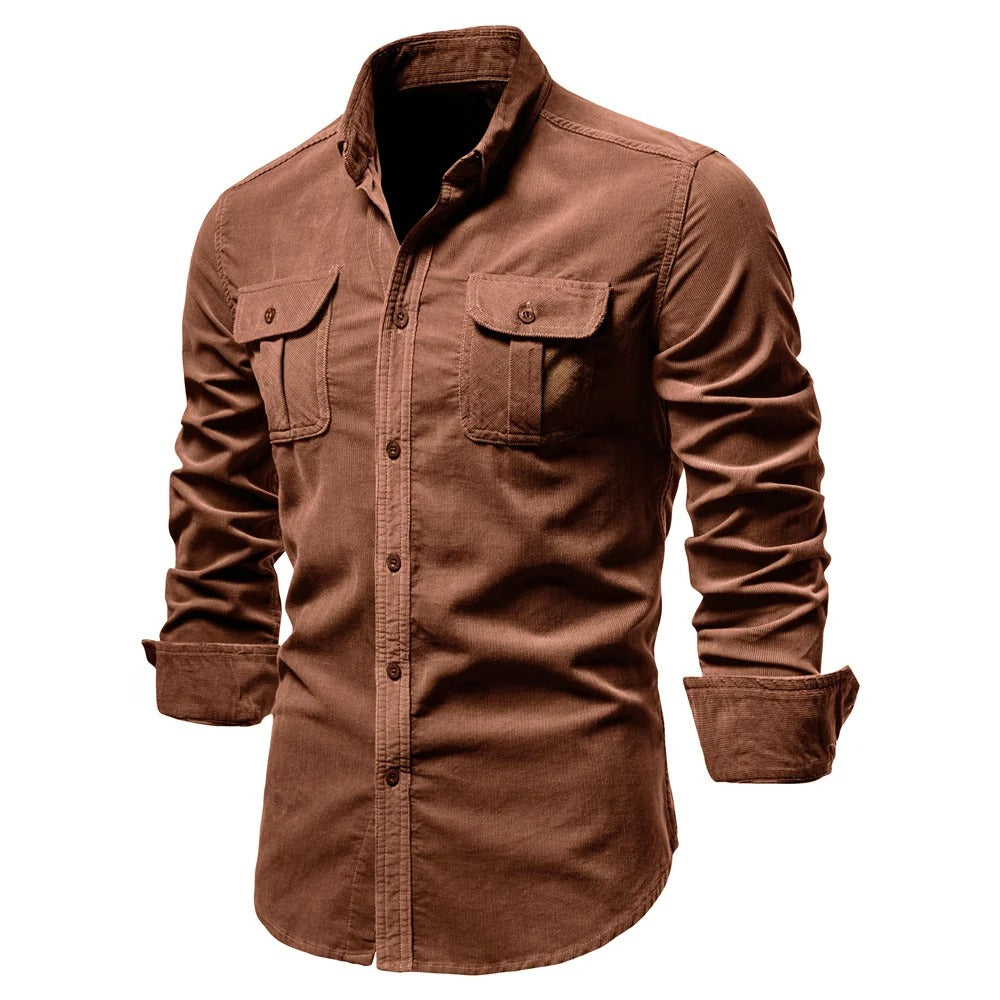 Heren Corduroy Overhemd Met Lange Mouwen