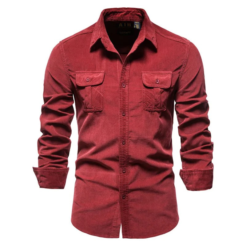 Heren Corduroy Overhemd Met Lange Mouwen