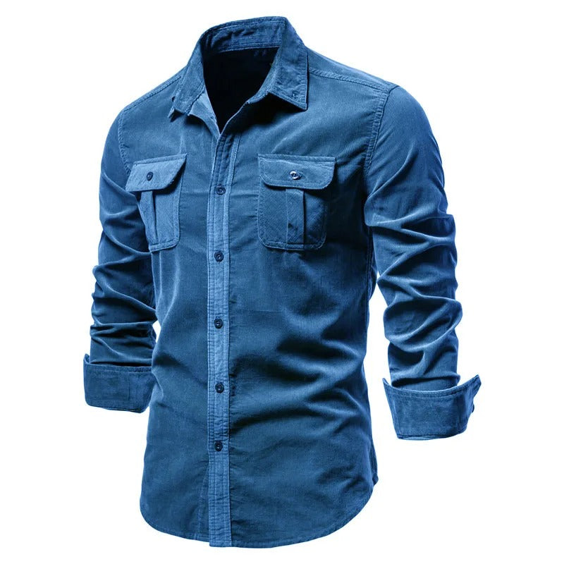 Heren Corduroy Overhemd Met Lange Mouwen