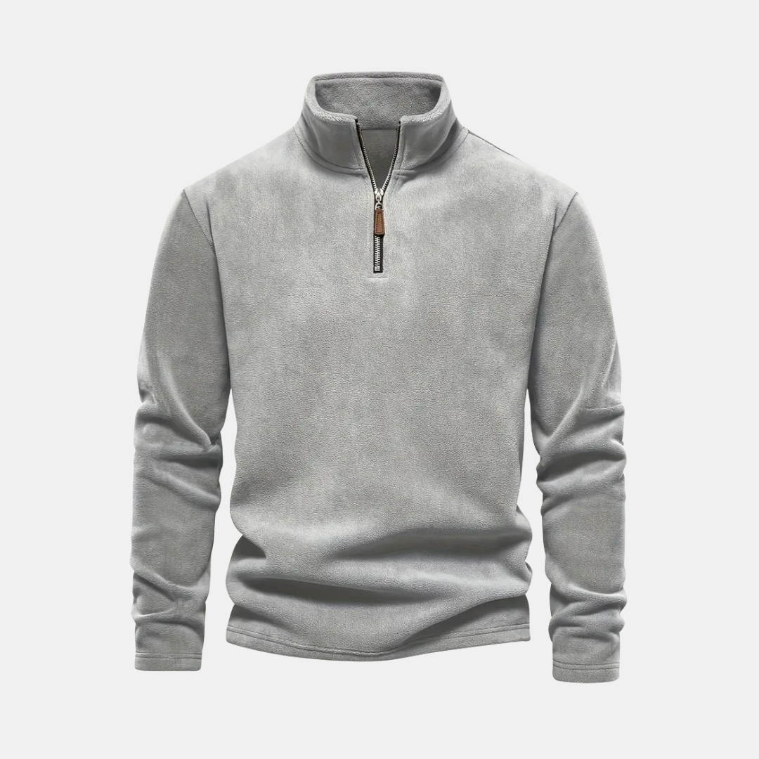 Heren Fleece Trui Met Halve Rits En Opstaande Kraag