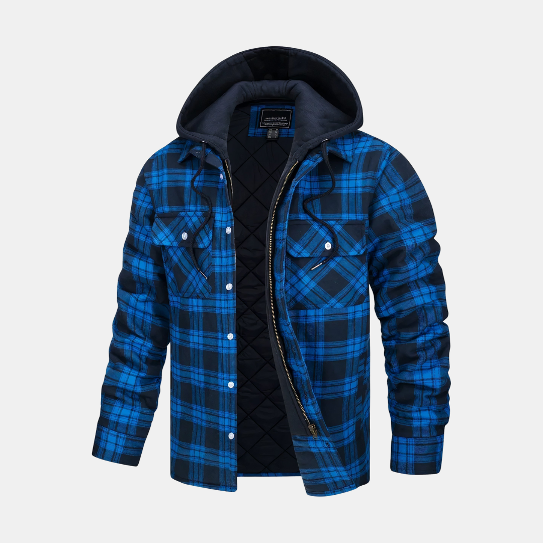 Heren Geruite Jas Met Capuchon En Gevoerde Binnenkant