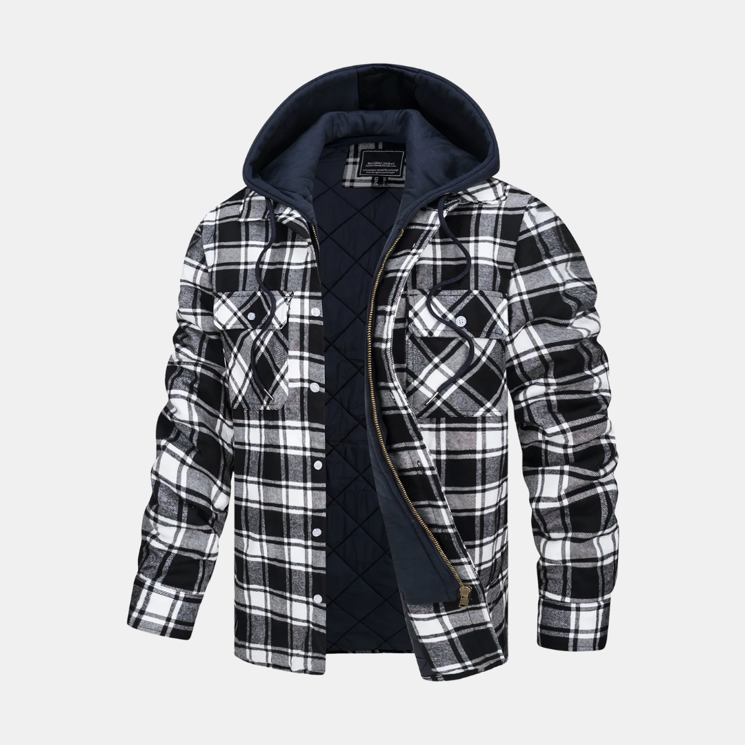 Heren Geruite Jas Met Capuchon En Gevoerde Binnenkant