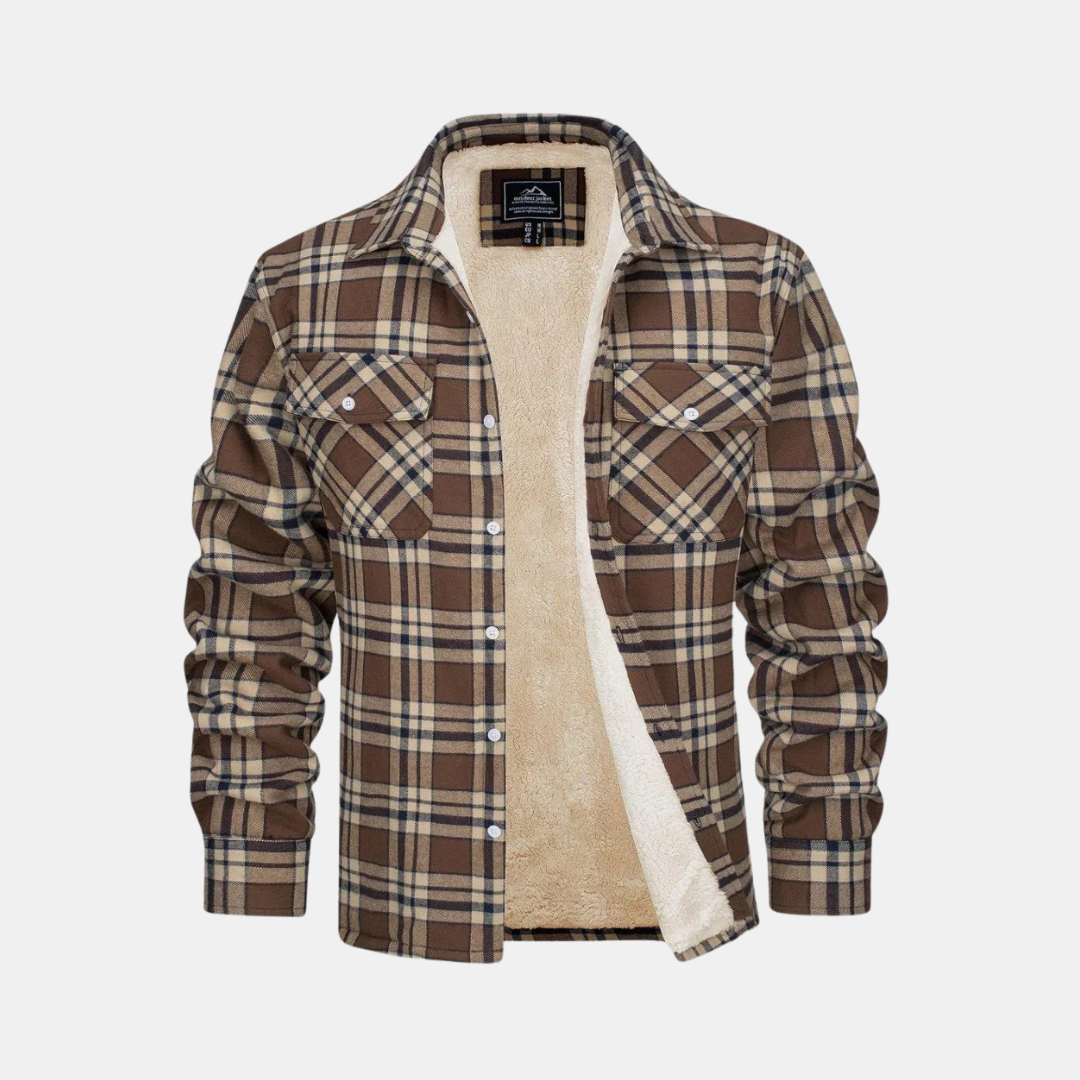 Heren Geruite Jas Met Fleece Binnenkant En Borstzakken