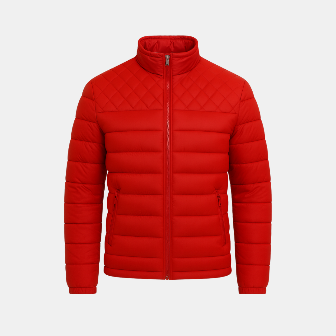 Heren Gewatteerde Jas Met Rits En Opstaande Kraag