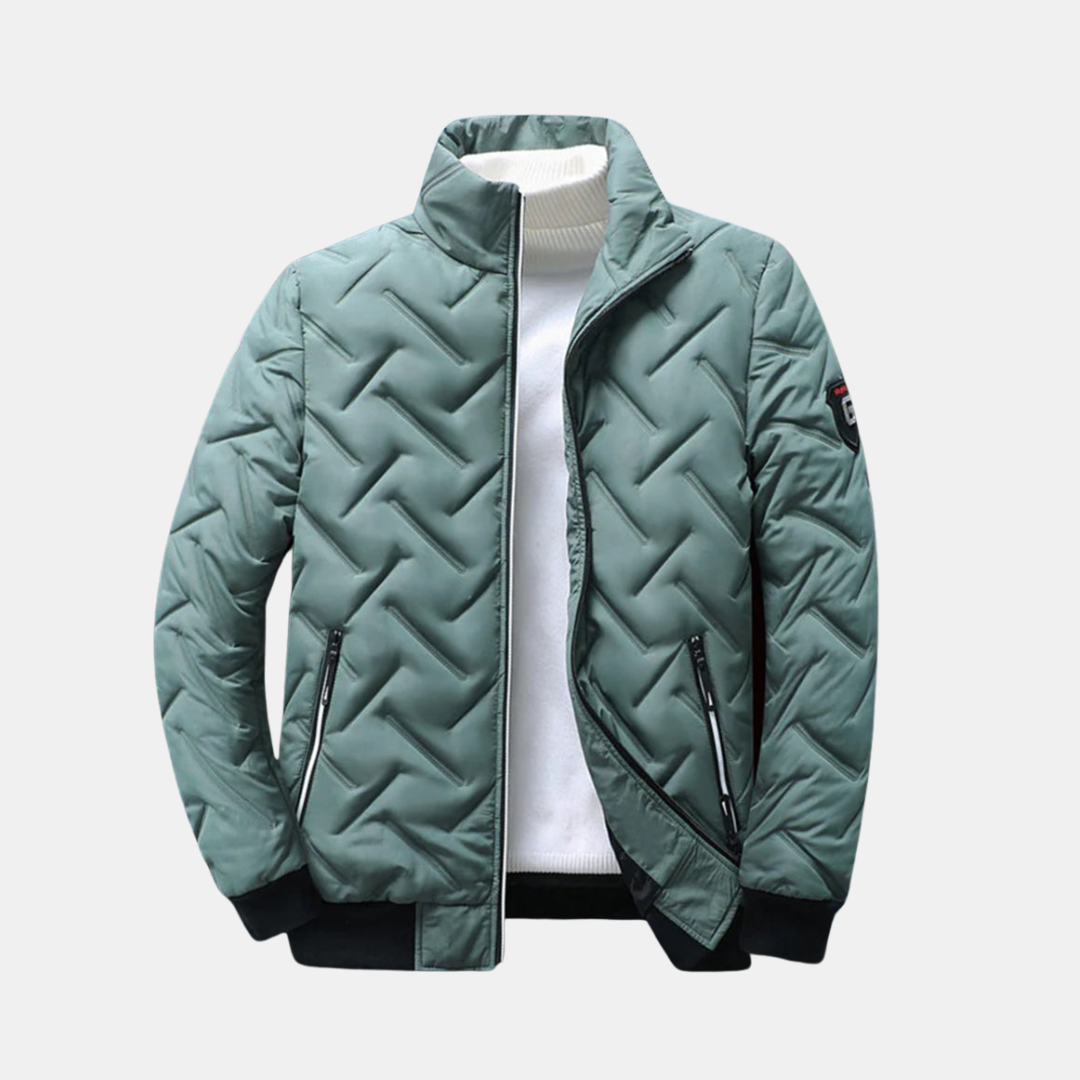 Heren Gewatteerde Jas Met Ritssluiting En Hoge Kraag