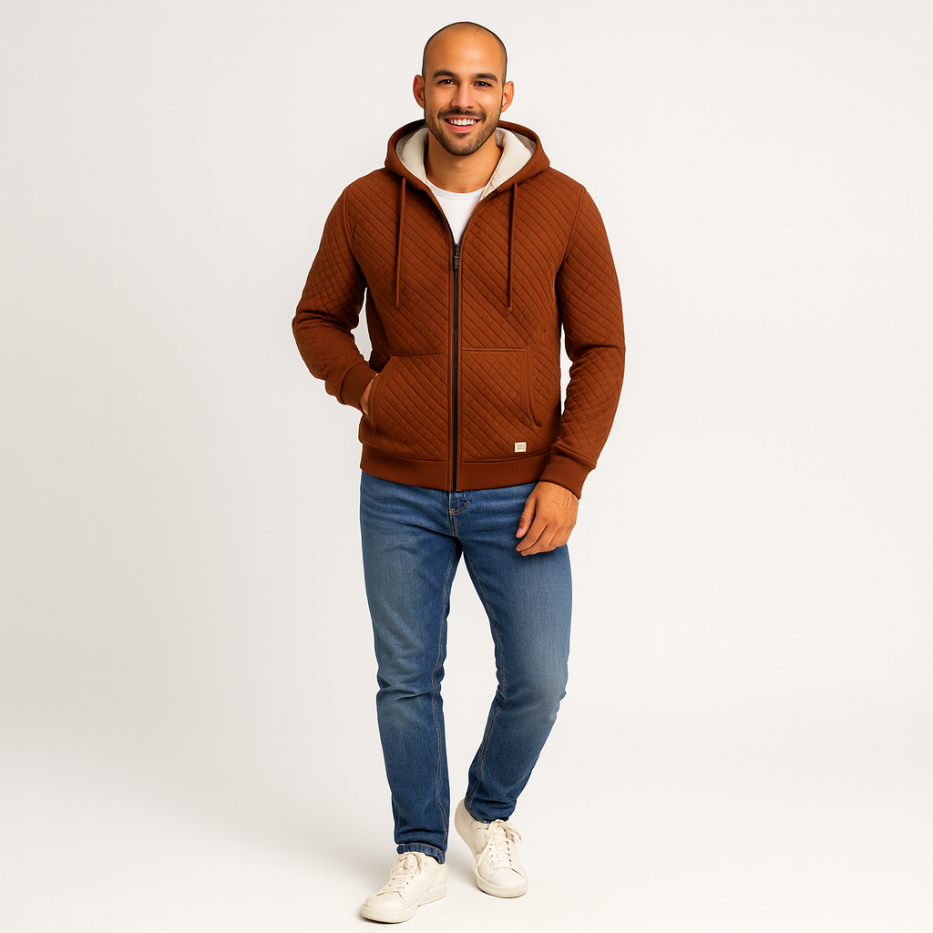 Heren Hoodie Met Rits En Warme Fleece Voering