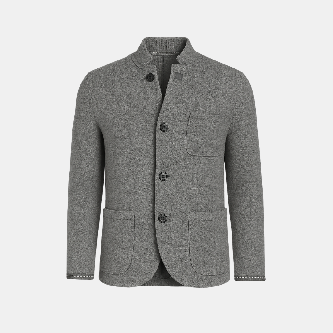 Heren Jas Met Opstaande Kraag En Knoopsluiting In Slim Fit