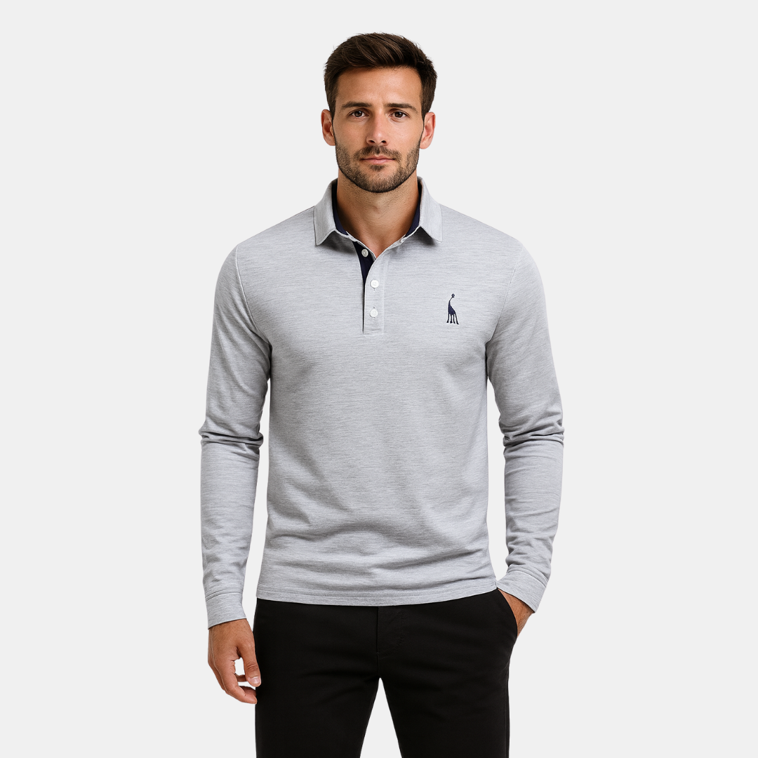 Heren Lange Mouw Polo Met Geborduurd Detail