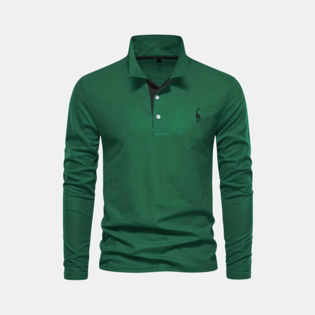 Heren Lange Mouw Polo Met Geborduurd Detail