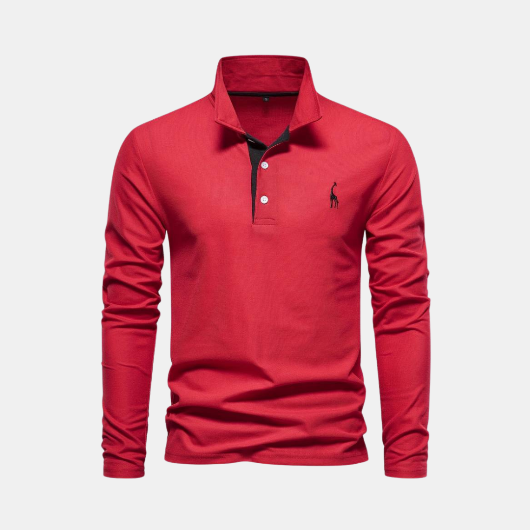 Heren Lange Mouw Polo Met Geborduurd Detail