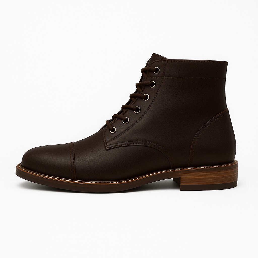 Heren Leren Look Boots Met Veters En Stevige Zool