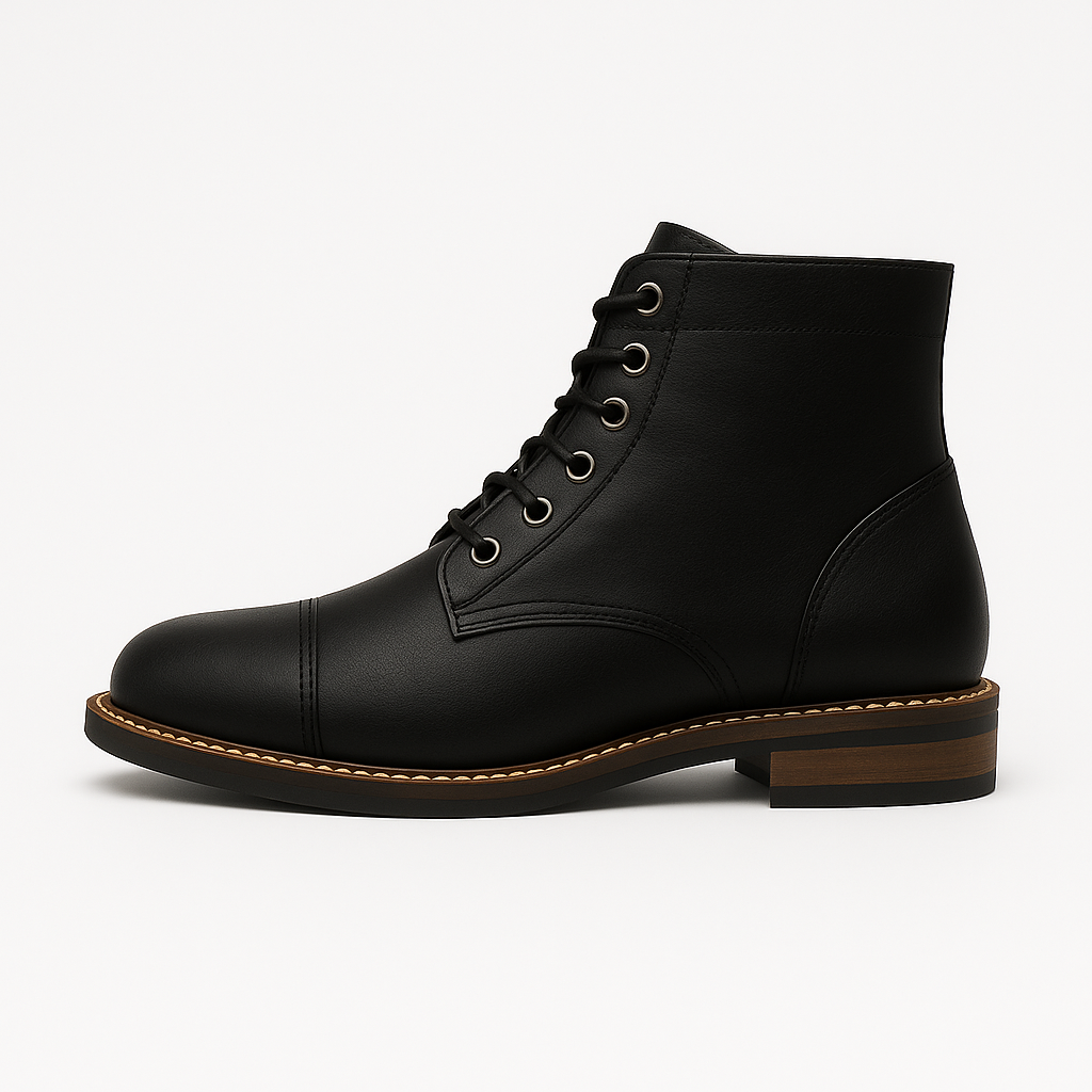 Heren Leren Look Boots Met Veters En Stevige Zool