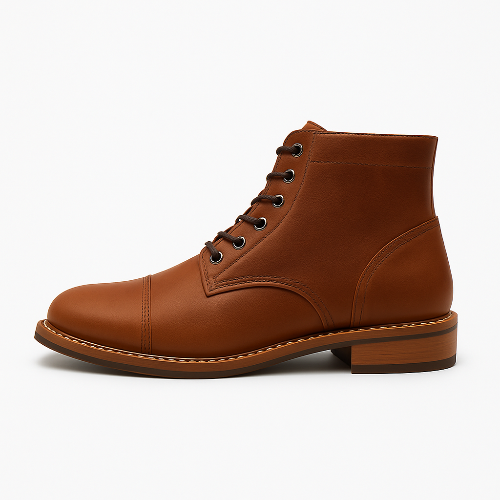 Heren Leren Look Boots Met Veters En Stevige Zool