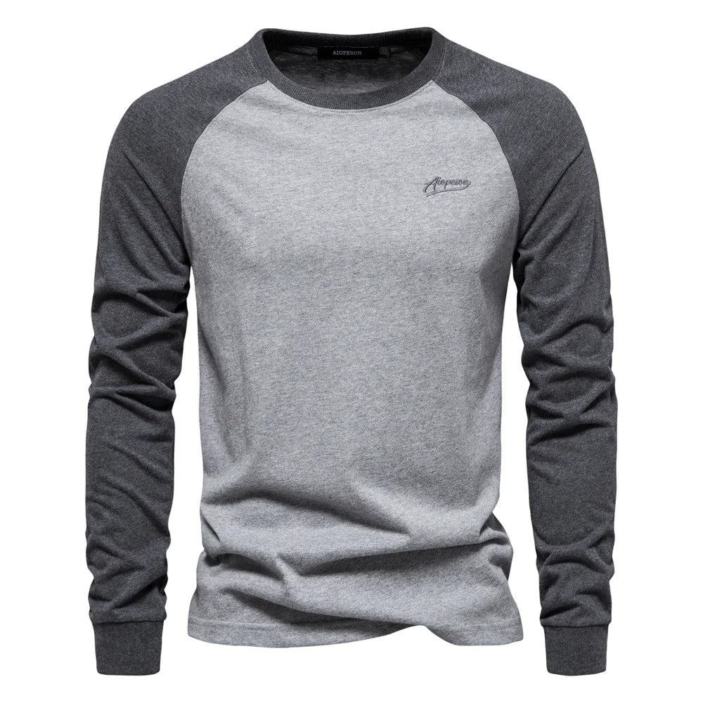 Heren Longsleeve Shirt Met Contrasterende Mouwen