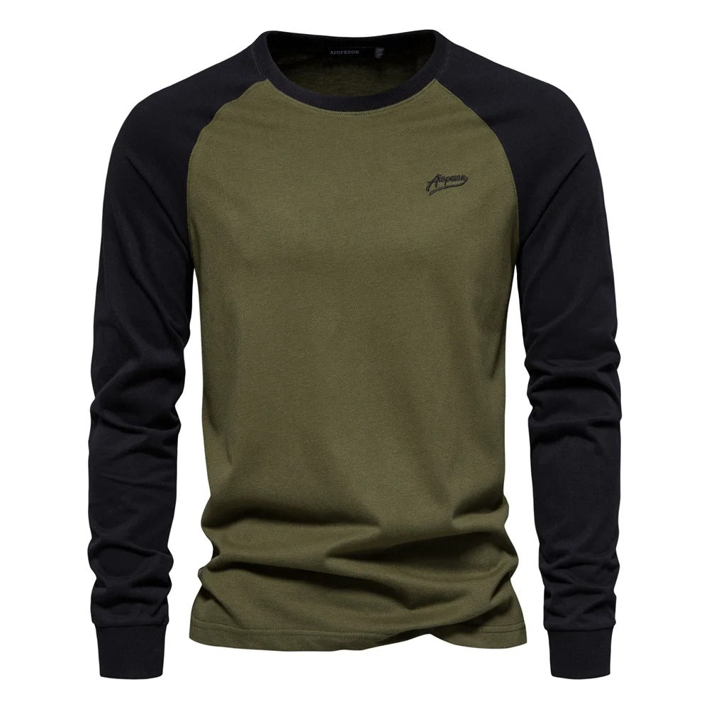 Heren Longsleeve Shirt Met Contrasterende Mouwen