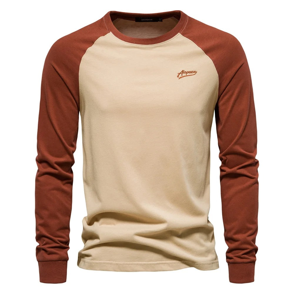 Heren Longsleeve Shirt Met Contrasterende Mouwen