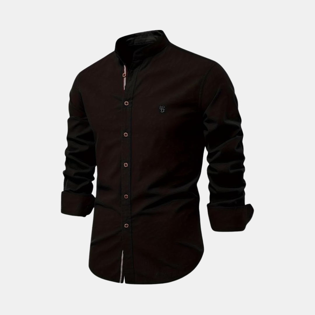 Heren Overhemd Met Opstaande Kraag En Slim Fit Pasvorm