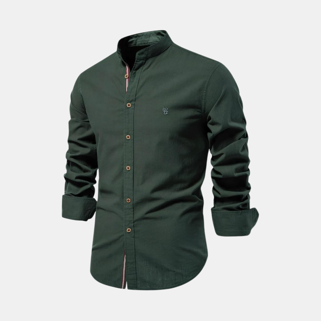 Heren Overhemd Met Opstaande Kraag En Slim Fit Pasvorm