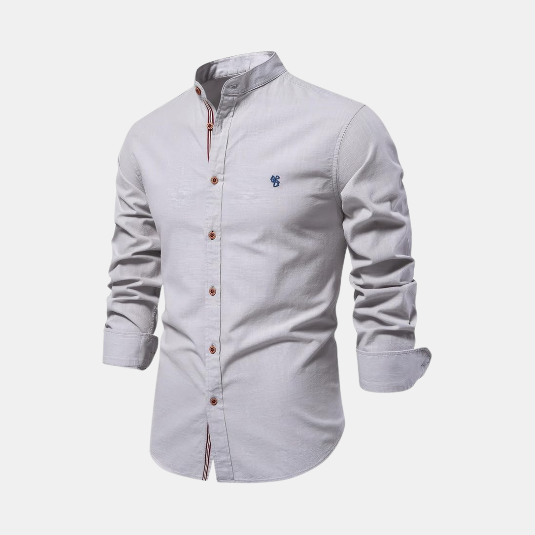 Heren Overhemd Met Opstaande Kraag En Slim Fit Pasvorm