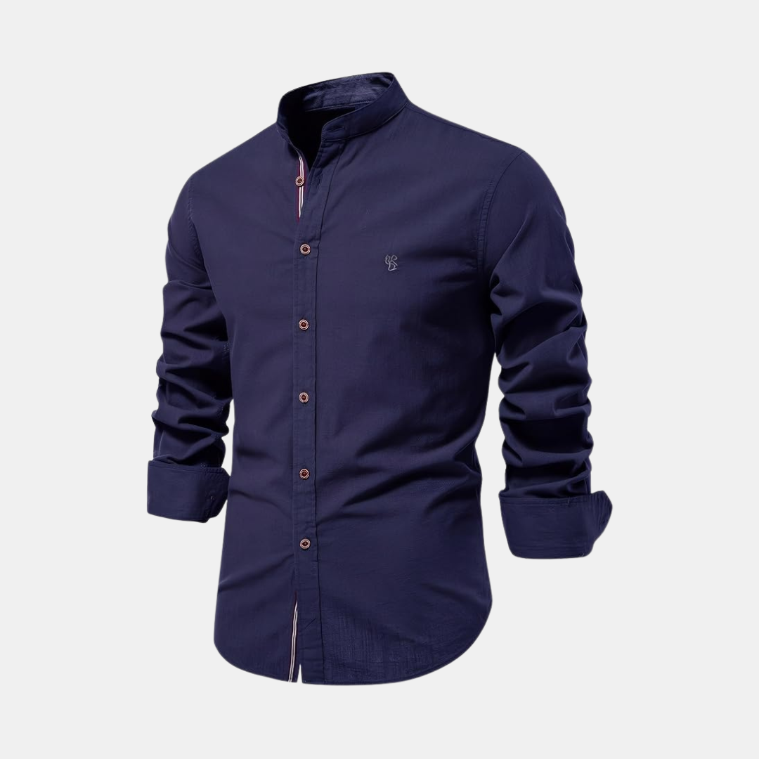 Heren Overhemd Met Opstaande Kraag En Slim Fit Pasvorm