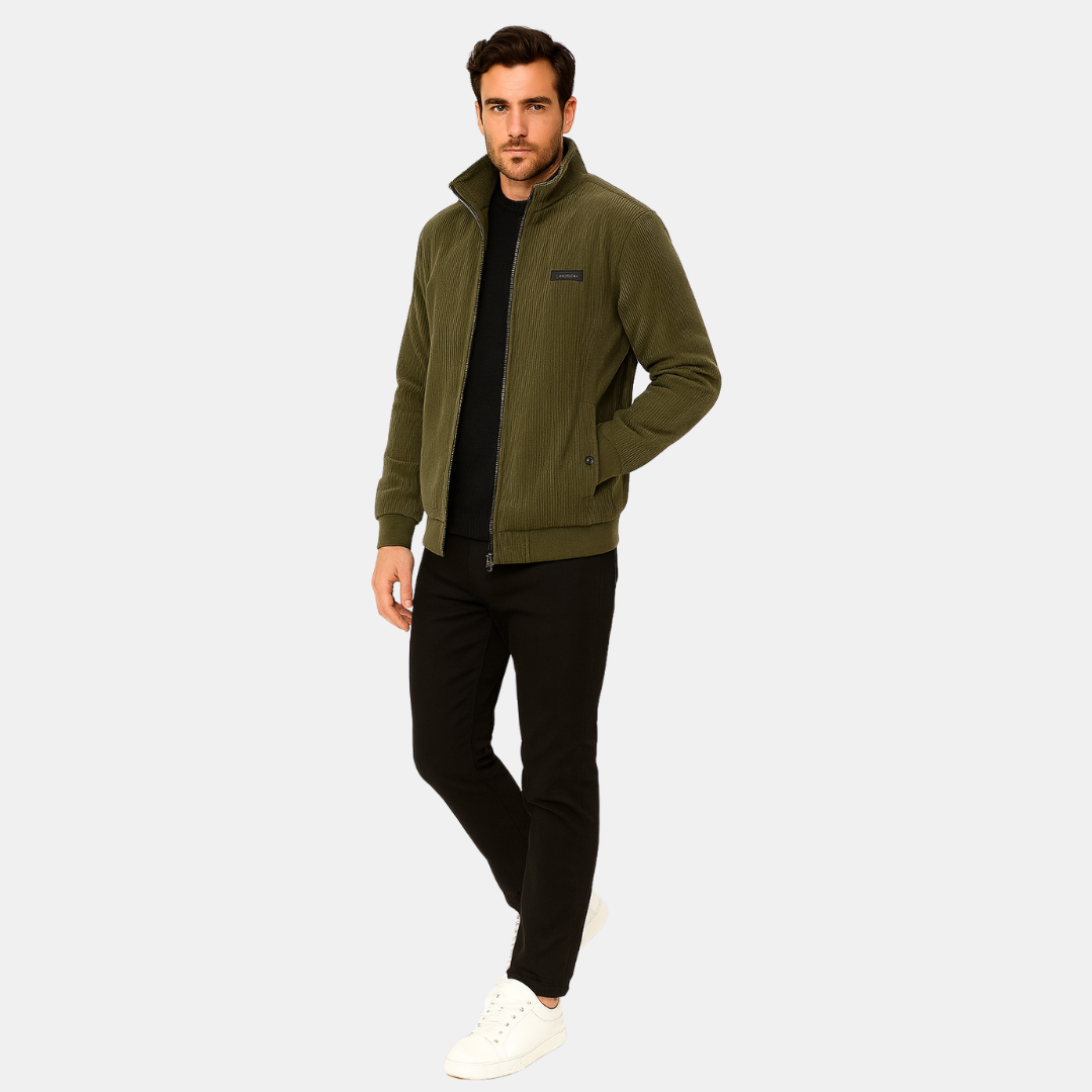 Heren Ribcord Bomberjack Met Rits En Comfortabele Pasvorm