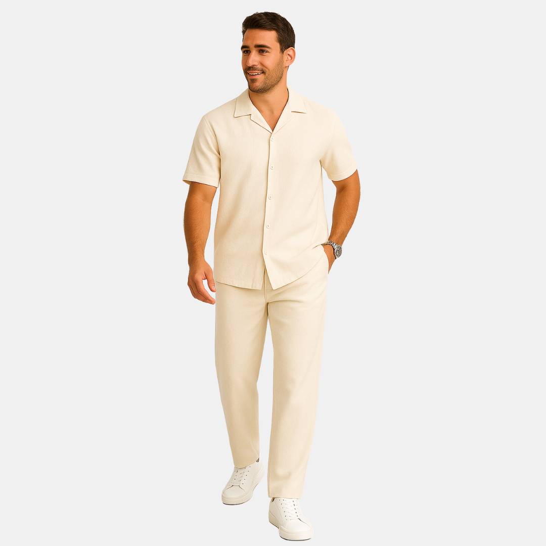 Heren Set Met Korte Mouwen En Rechte Broek