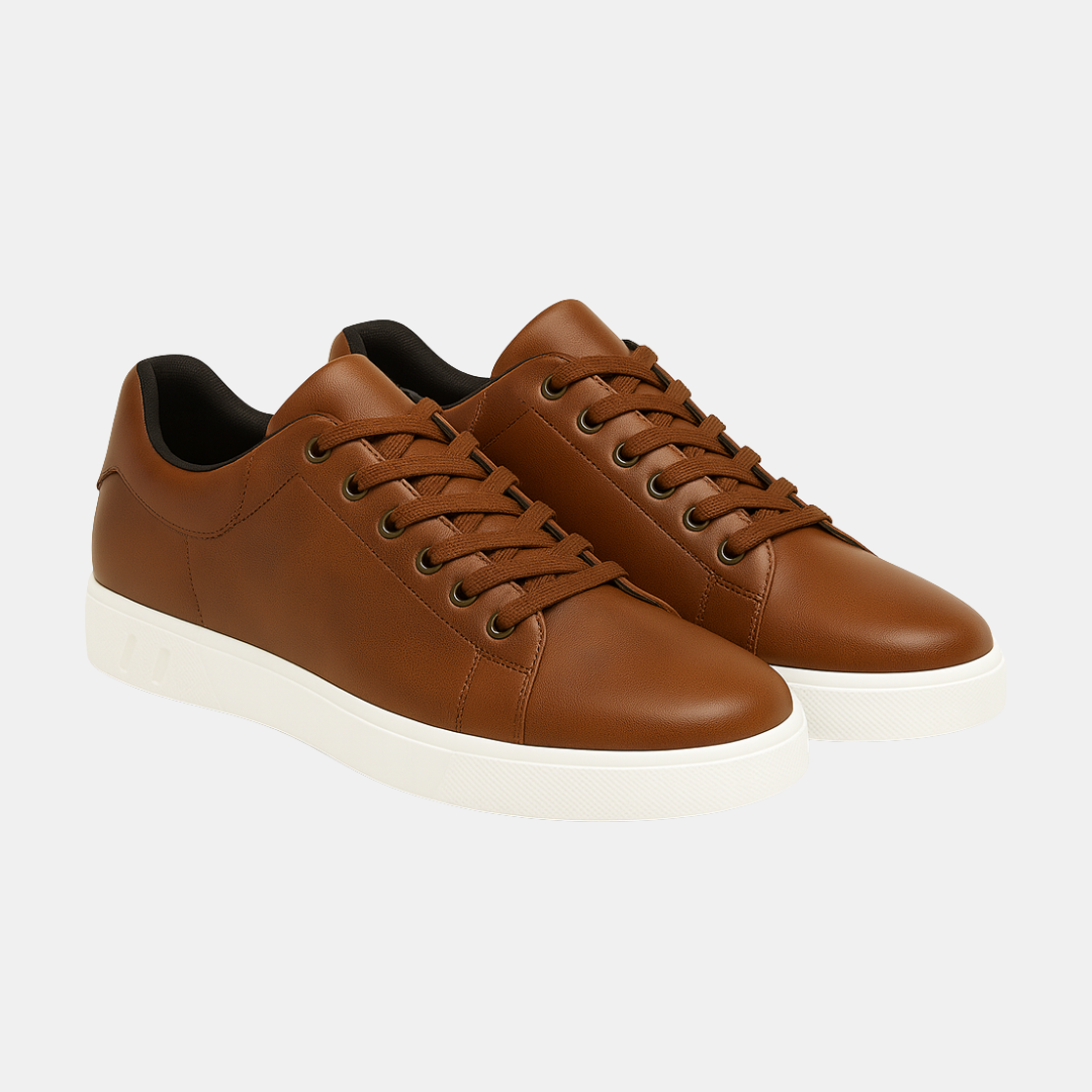 Heren Sneakers Met Leren Look En Witte Zool