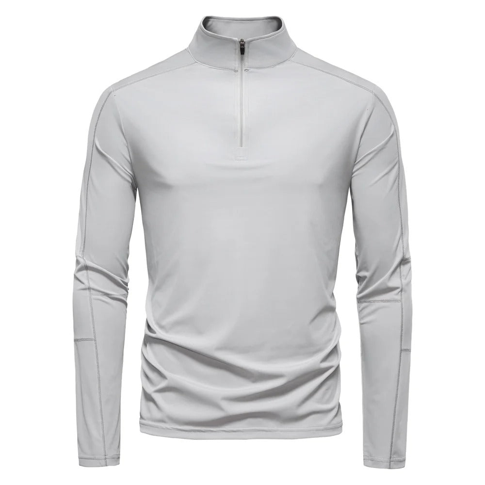 Heren Sportshirt Met Lange Mouwen En Halve Rits