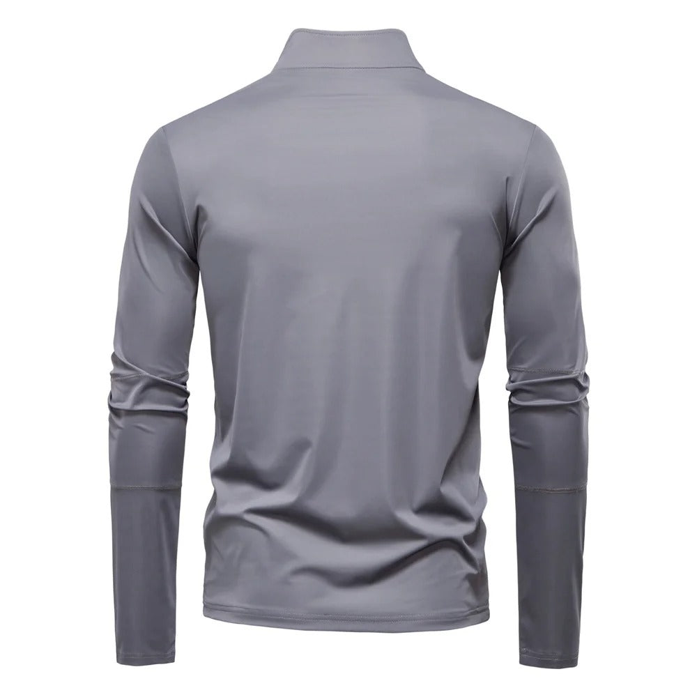 Heren Sportshirt Met Lange Mouwen En Halve Rits