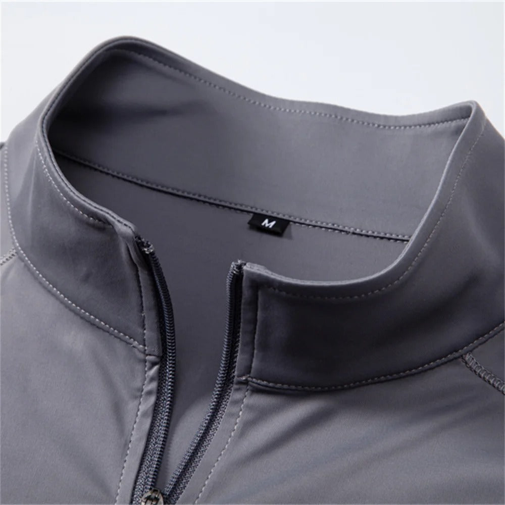 Heren Sportshirt Met Lange Mouwen En Halve Rits