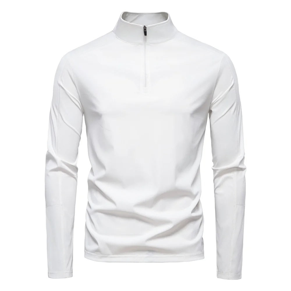 Heren Sportshirt Met Lange Mouwen En Halve Rits