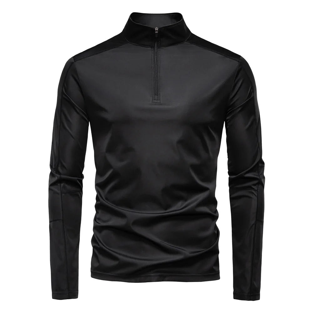 Heren Sportshirt Met Lange Mouwen En Halve Rits
