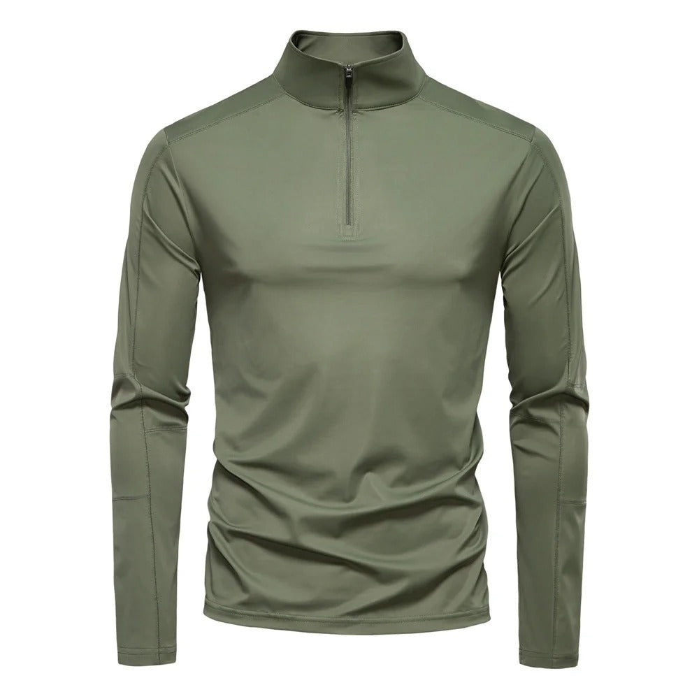 Heren Sportshirt Met Lange Mouwen En Halve Rits