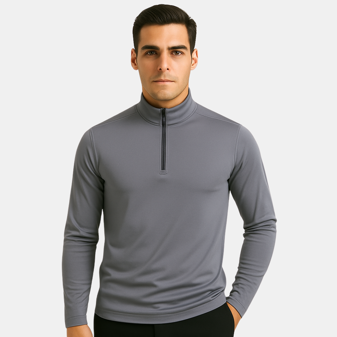 Heren Sportshirt Met Lange Mouwen En Halve Rits